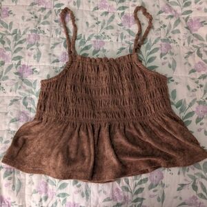 SO Women's Large Brown Babydoll Crop Top